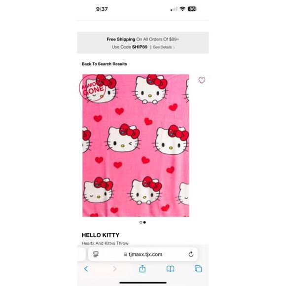 Hello Kitty Valentine’s Hearts And Kittys Throw Blanket - Picture 2 of 2